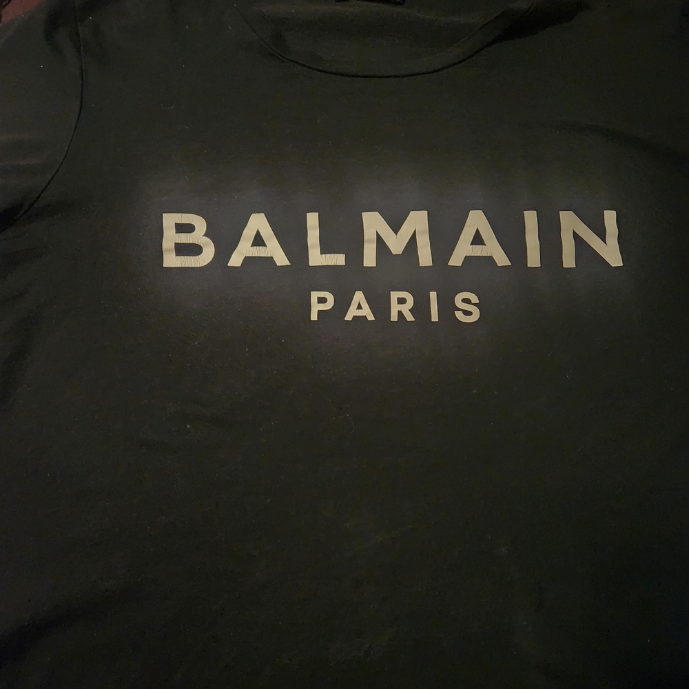 Balmain Black Shirt with White Paris Logo